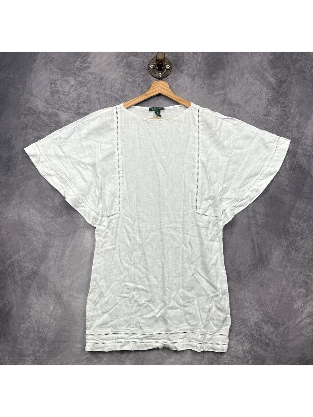 Lauren Ralph Lauren Midi Dress 100% Linen Women's Sz 8 White